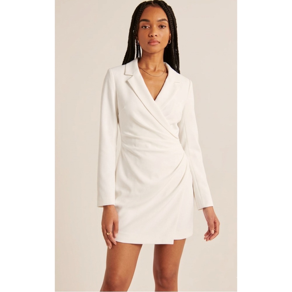 Abercrombie & Fitch Wrap Front Blazer Mini Dress Size XXSP in Ivory